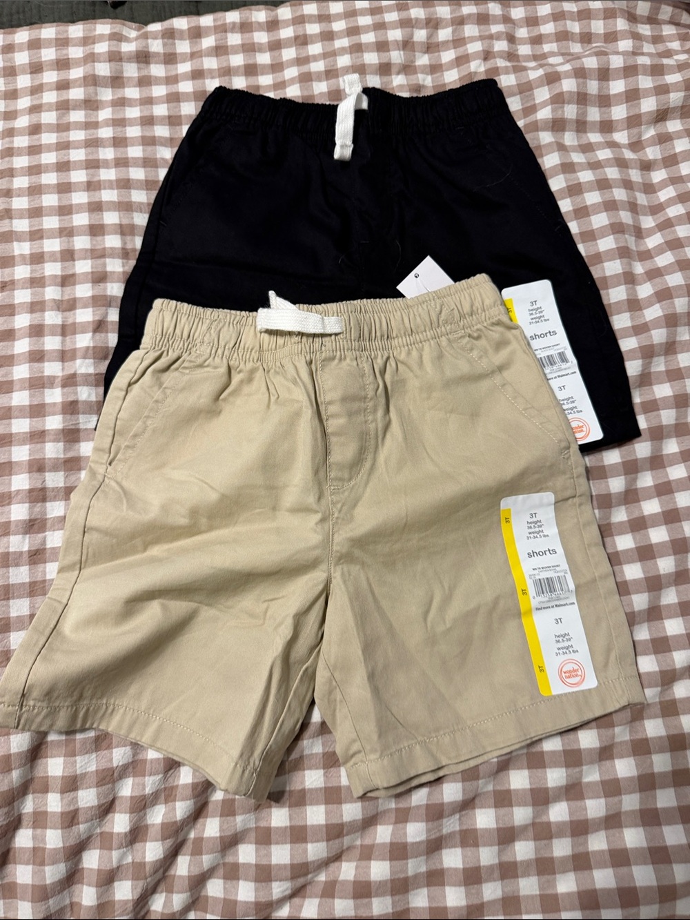 wonder nation Black and Khaki Pull-On Elastic Waist Shorts